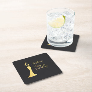 Dessous-de-verre Carré En Papier La 50ème robe de cocktail d'or moderne pour femme