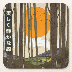 Dessous-de-verre Carré En Papier La belle forêt calme