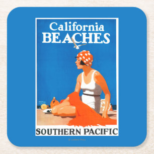 Dessous-de-verre Carré En Papier La Californie échoue l'affiche promotionnelle