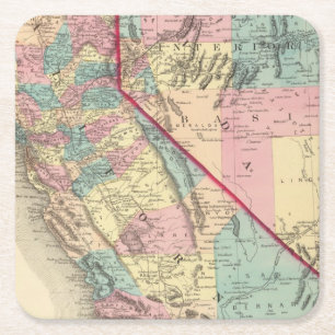 Dessous-de-verre Carré En Papier La Californie et le Nevada 2 2