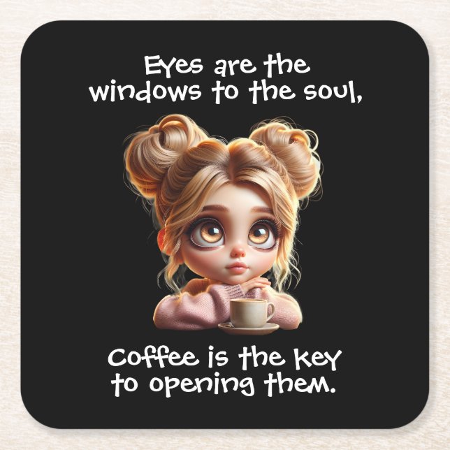 Dessous-de-verre Carré En Papier La Clé Est Le Café (Devant)