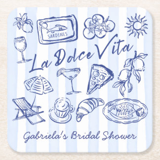 Dessous-de-verre Carré En Papier La dolce vita blue Italian bridal shower favors