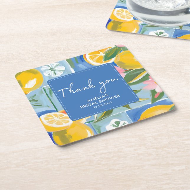 Dessous-de-verre Carré En Papier La dolce vita méditerranéen été Fête de Mariage (Incliné)