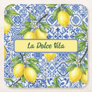 Dessous-de-verre Carré En Papier La Dolce Vita Sicile, Décoration de fête Limoncell