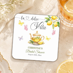 Dessous-de-verre Carré En Papier La Dolce Vita Théière à Citron pour la Mariée