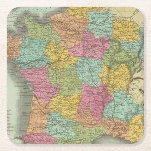 Dessous-de-verre Carré En Papier La France dans les départements 2