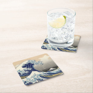 Dessous-de-verre Carré En Papier La Grande Vague au large de Kanagawa Hokusai