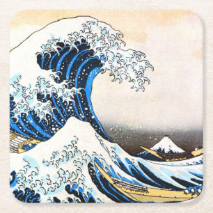 Dessous-de-verre Carré En Papier La Grande Vague au large de Kanagawa, Hokusai