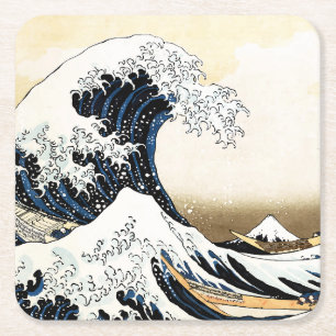 Dessous-de-verre Carré En Papier La Grande Vague au large de Kanagawa Hokusai, art