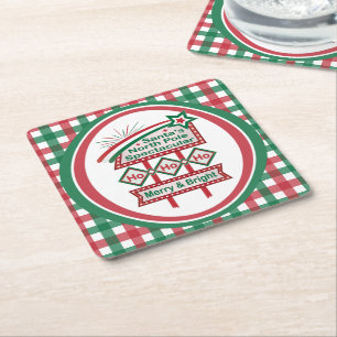 Dessous-de-verre Carré En Papier La guirlande rétro du Père Noël – Ho Ho Ho Joyeux