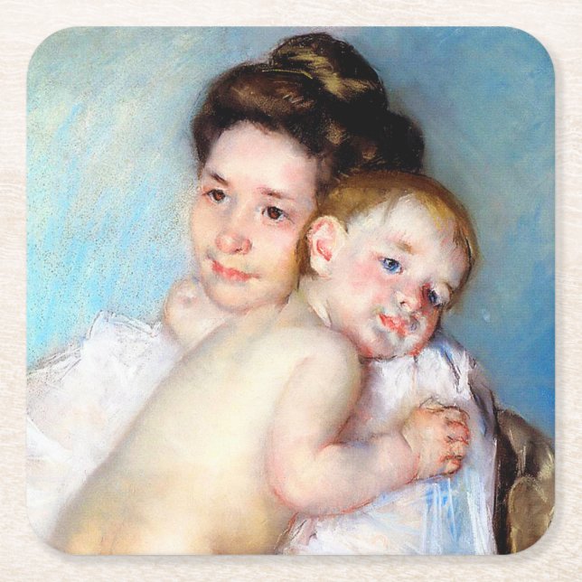 Dessous-de-verre Carré En Papier La jeune mère, Cassatt (Devant)