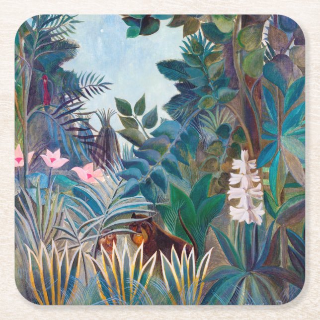 Dessous-de-verre Carré En Papier La jungle équatoriale, Rousseau (Devant)