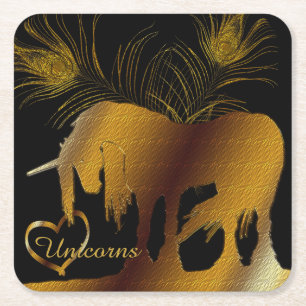 Dessous-de-verre Carré En Papier La licorne d'or