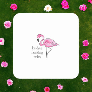 Dessous-de-verre Carré En Papier La mariée flamant rose pour l'enterrement de vie d