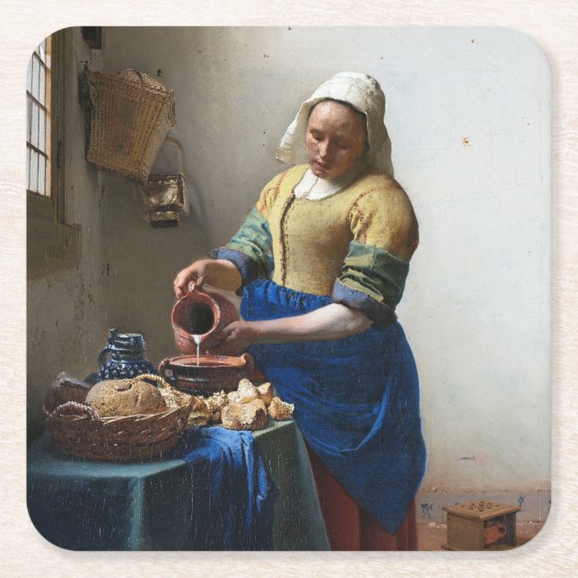 Dessous-de-verre Carré En Papier La Milkmaid, Johannes Vermeer, 1657-1658 (Devant)