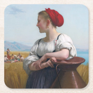 Dessous-de-verre Carré En Papier La moissonneuse, Bouguereau