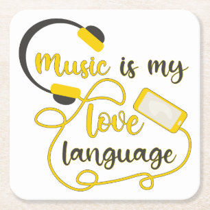 Dessous-de-verre Carré En Papier La musique est ma langue d'amour phrase romantique
