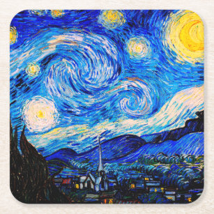 Dessous-de-verre Carré En Papier La Nuit étoilée de Vincent Van Gogh
