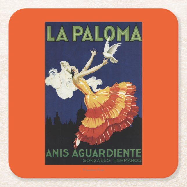 Dessous-de-verre Carré En Papier La Paloma - Anis Aguardiente promotionnel (Devant)