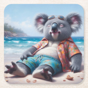 Dessous-de-verre Carré En Papier La plage de Koala