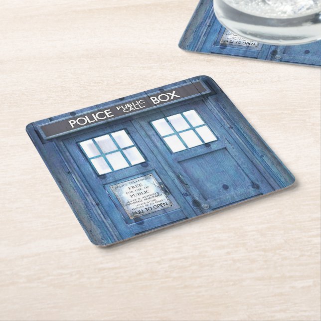 Dessous-de-verre Carré En Papier La police drôle téléphone la cabine téléphonique (Incliné)
