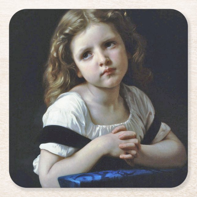 Dessous-de-verre Carré En Papier La Prière, Bouguereau (Devant)