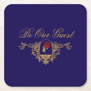 Dessous-de-verre Carré En Papier La rose rouge de la beauté