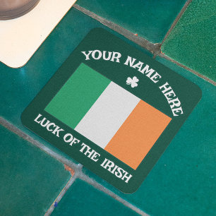 Dessous-de-verre Carré En Papier La Saint-Patrick Drapeau Irlande Nom Personnalisé