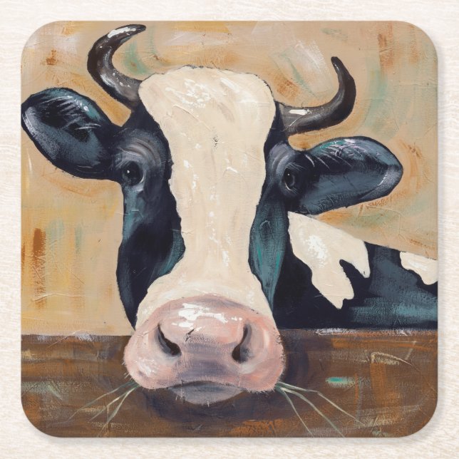 Dessous-de-verre Carré En Papier La vie de ferme - Gunther la vache (Devant)
