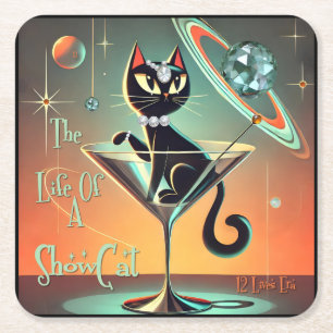 Dessous-de-verre Carré En Papier La Vie D'Une Chatte Showgirl