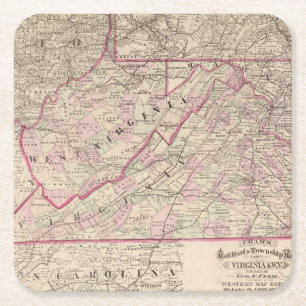 Dessous-de-verre Carré En Papier La Virginie et la Virginie Occidentale