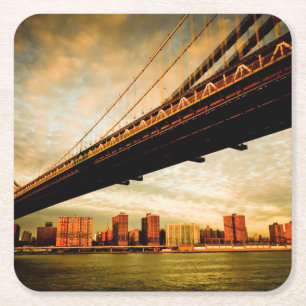 Dessous-de-verre Carré En Papier La vue de pont de Manhattan du côté de Brooklyn