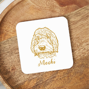 Dessous-de-verre Carré En Papier Labradoodé Chien Dessin main personnalisé