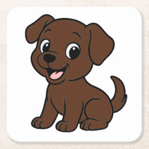 Dessous-de-verre Carré En Papier Labrador chocolat animé