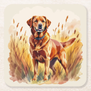 Dessous-de-verre Carré En Papier Labrador Retriever Chien Rouge Renard