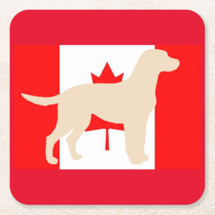 Dessous-de-verre Carré En Papier Labrador Retriever Yellow Silhouette sur drapeau