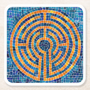 Dessous-de-verre Carré En Papier LABYRINTH IV Dessous de verre de papier Carré - Bl