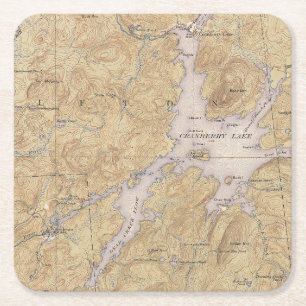 Dessous-de-verre Carré En Papier Lac Cranberry, Wanakena, région de la rivière Oswe