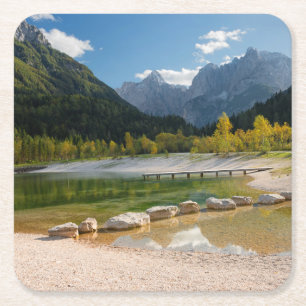 Dessous-de-verre Carré En Papier Lac Jasna dans les Alpes slovènes à l'automne