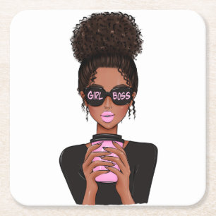 Dessous-de-verre Carré En Papier Lady Boss Life, Boss Babe Woman, Girl Boss