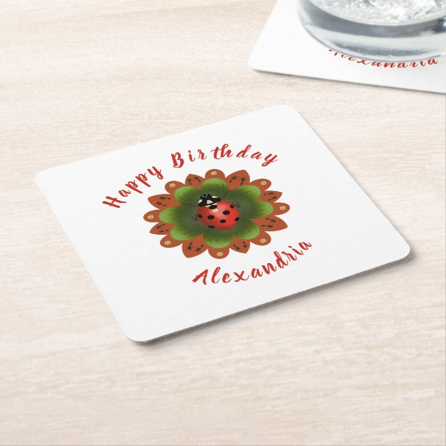 Dessous-de-verre Carré En Papier Ladybug (Incliné)
