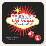 Dessous-de-verre Carré En Papier L'Affiche de bienvenue | de Las Vegas CHOISISSENT<br><div class="desc">Excitant, dessous de verre orientés de boisson de partie de réception de mariage de Las Vegas de facile-à-personnaliser. Employez la PERSONNALISER IL bouton pour changer la couleur d'arrière - plan si vous aimez. Si vous avez besoin d'aide, svp contactez-moi AVANT QUE VOUS PASSIEZ VOTRE COMMANDE : cheryl@cheryldanielsart.com. En assortissant des...</div>