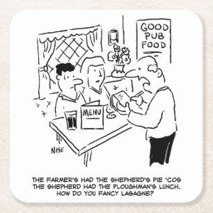 Dessous-de-verre Carré En Papier L'agriculteur avait la tarte du berger
