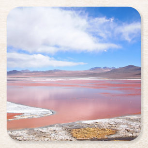Dessous-de-verre Carré En Papier Lagune rouge, Laguna Colorada dans des dessous de