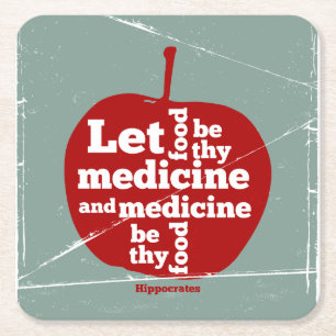 Dessous-de-verre Carré En Papier Laissez la nourriture être par la médecine Hippocr
