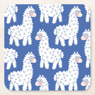 Dessous-de-verre Carré En Papier Lama alpaca, motif vintage