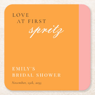 Dessous-de-verre Carré En Papier L'amour au premier Spritz Shower de mariage modern