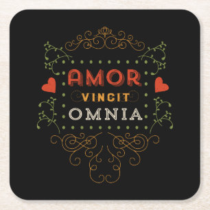 Dessous-de-verre Carré En Papier L'amour conquiert entièrement la typographie