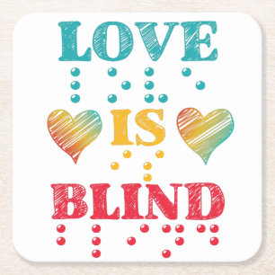 Dessous-de-verre Carré En Papier L'amour est un coeur braille aveugle