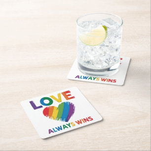 Dessous-de-verre Carré En Papier L'amour gagne toujours LGBT